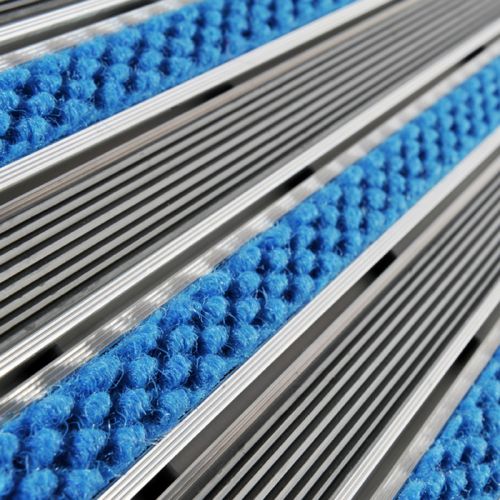 Tapis d'entrée 17RG, coloris textile reps: BLEU UNI, coloris gomme: NOIR